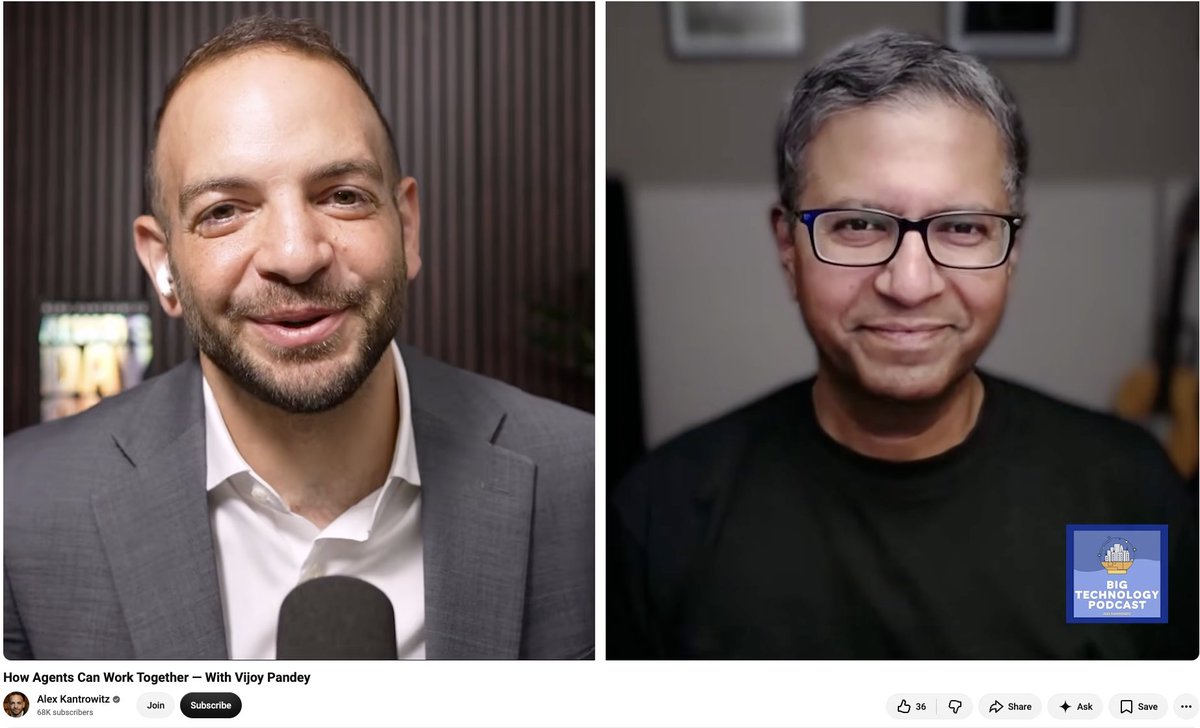 vijoy's tweet photo. I sat down with @Kantrowitz on @BigTechnology to talk about multi-agent AI: Why not just build one capable agent? How do agents from different companies coordinate? And what happens when we connect AI agents to quantum computing?

We also got into guardrails, the future of networking, and why computer science is far from dead. Listen here: https://t.co/MNOkbkCbjS