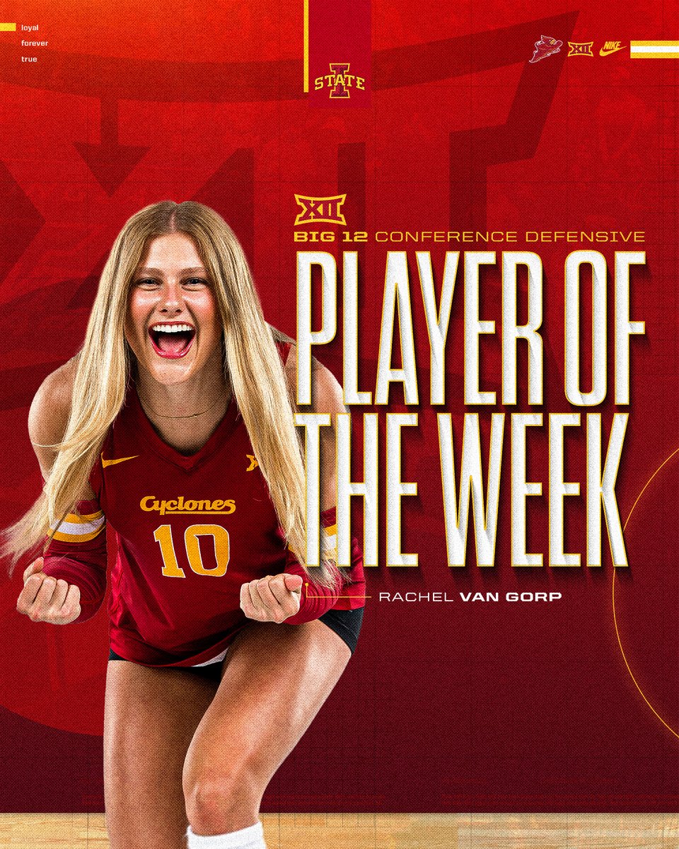 CycloneVB's tweet photo. The Rachel Van Gorp Award.

RVG earns her fourth Big 12 DPOTW honor of the season.

@Big12Conference https://t.co/3zRTbWYZIE