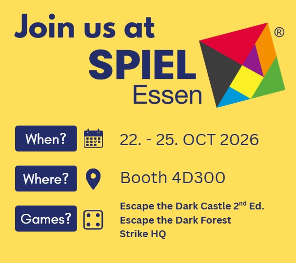 themeborne's tweet photo. 📢 Come see us at ESSEN! 📢
We've got three new games for you to play:
🔥Strike HQ
🔥Escape the Dark Castle (2nd Edition)
🔥Escape the Dark Forest
See you at booth #4D300 💀

#themeborne #spielessen #strikehq
#escapethedarkcastle2ndedition #escapethedarkforest https://t.co/ccKbgbJtsw