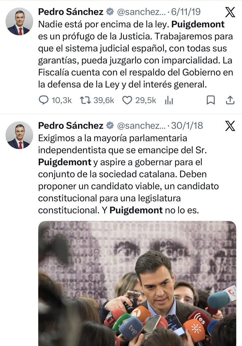 aleixclario's tweet photo. Avui que tots els socialistes es posen medalles per l’Amnistia, és un bon moment per recordar que Pedro Sánchez deia que “Puigdemont és un pròfug i treballaré perquè sigui jutjat” i Salvador Illa afirmava “ni amnistia ni nada de eso”. 

Cínics hipòcrites. https://t.co/CPqAOyXdZr