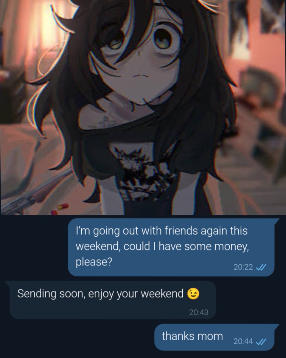 tomoko_cash's tweet photo. is a ruining life competition? 
I’m lying to my mom to get money to send... I love her so much, but I can’t resist 2d girls... I know that one day she will find out everything and then... 
isn’t your dick happy to know that soon you’ll be as fucked as me? https://t.co/4pMVKifQvy