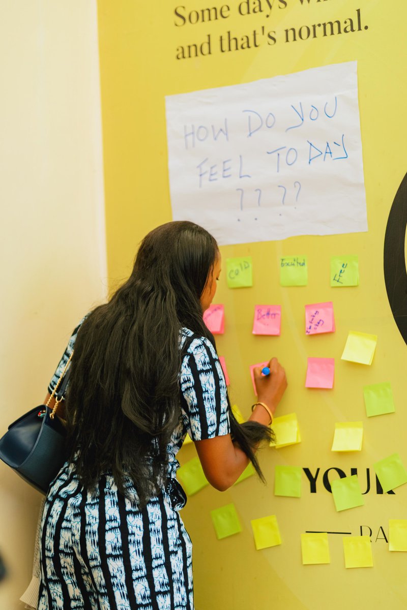 OrgMatterMind's tweet photo. The wellness wall held the feelings of the day. 

The center is waiting to hug you again, cheering your highs and backing you through your lows, 
all to make the heart feel seen, safe and lighter.

#MatterMind 
#UbuzimaBwuzuye
#SatoSaneExperience https://t.co/Jo1LqmnRNJ