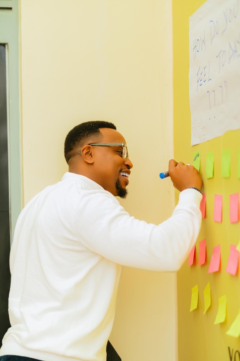 OrgMatterMind's tweet photo. The wellness wall held the feelings of the day. 

The center is waiting to hug you again, cheering your highs and backing you through your lows, 
all to make the heart feel seen, safe and lighter.

#MatterMind 
#UbuzimaBwuzuye
#SatoSaneExperience https://t.co/Jo1LqmnRNJ
