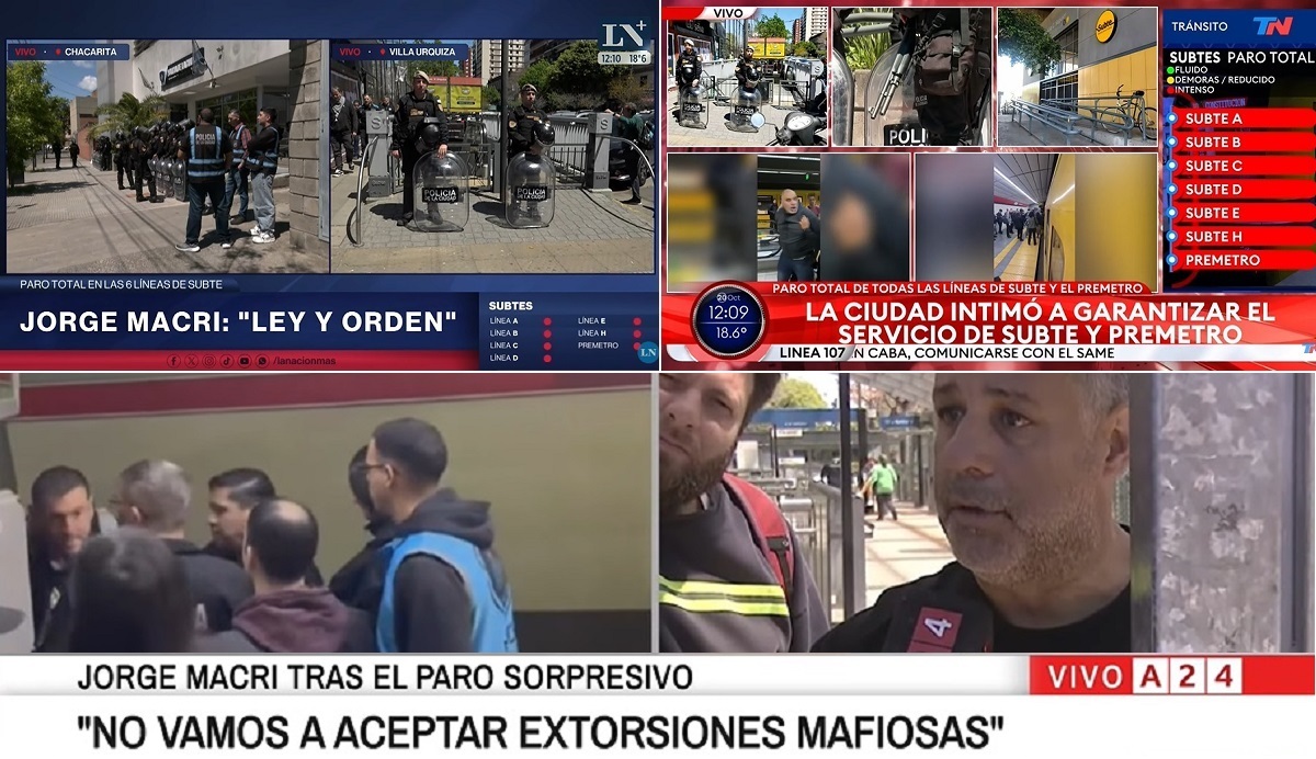 izquierdadiario's tweet photo. Periodismo patrullero. La criminalización de los trabajadores del subte tiene su pata mediática.  Cadenas de noticias como LN+, TN, A24 y otras empresas, que reciben abundante pauta publicitaria de Jorge Macri, se sumaron al discurso del Gobierno porteño para justificar las detenciones arbitrarias de los dirigentes del sindicato. No hay periodismo independiente. O se está del lado de los trabajadores o de los patrones.
 https://t.co/rqdB1zGK29
