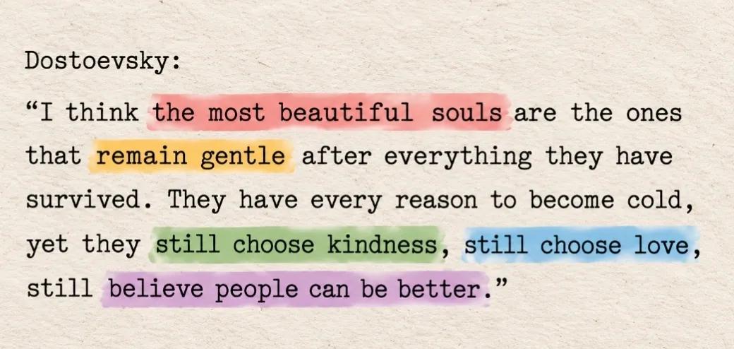Humanoholic's tweet photo. Coming from someone who had terrible life btw. Dostoevsky for sure endured every bitterness yet chose to remain gentle. https://t.co/uVJPmZ0UxA