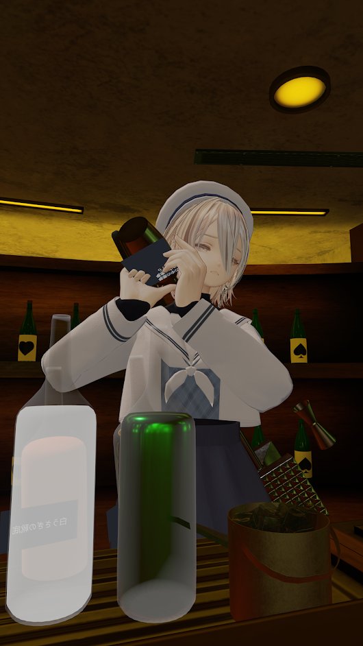 Ren_VRCMode's tweet photo. 今回のカクテル！
王様におすすめされた【ハートの女王のルビーレッド】
キレイな赤のカクテル！

バーカンはシロさんとシェフさん！
カクテル待ちしてるときの王様も添えて。
#VRCマッドパーティ https://t.co/efIr4LrS3u
