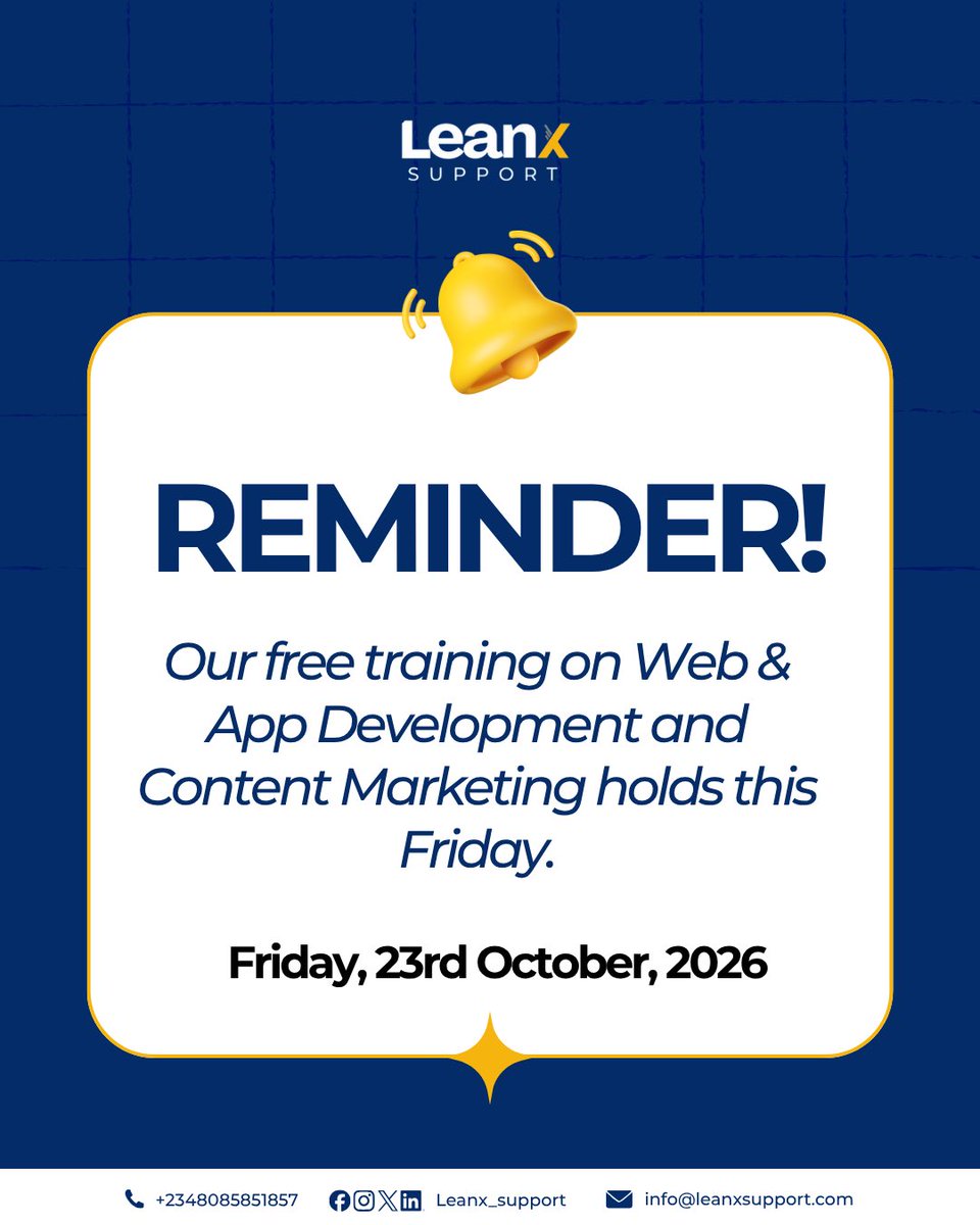 Leanx_Support's tweet photo. Reminder!

Register now: https://t.co/05EiaB2pzV

#LeanxSupport #DigitalSkills #ContentMarketing #FreeTraining https://t.co/RsnInGpvLh