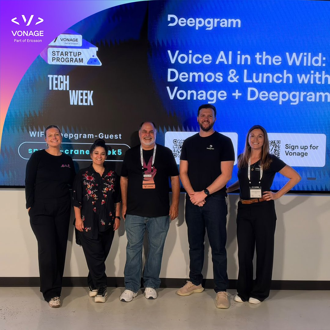 VonageDev's tweet photo. 🌉🌴 2 cities + 2 weeks = endless connections and unforgettable @Techweek_ moments! 🚀

Across San Francisco and Los Angeles, we hosted and co-hosted events that brought together founders, developers, and investors to connect, share ideas, and explore what's next for Voice AI.

Here's a look at some of the highlights:

🚶 TechWalk (SF + LA): We kicked off both weeks with the TechWalk community at Crissy Field in SF and Santa Monica in LA. No slide decks, no agendas. Just great conversations, fresh air, and even better company.
🎙️ Voice AI with @DeepgramAI (SF + LA): Two packed sessions featuring live demos, real-world deployment insights, and conversations about what it takes to bring Voice AI into production. We loved seeing so many of you there!
🏙️ APIs, Aperol & A Rooftop Social (LA): Our rooftop gathering in Santa Monica brought together guests from a16z, @GoogleStartups, AWS, @CloudflareDev, Red Bull Ventures, @uncorkcap, and more for an evening of great conversations and new connections.
💡 VC Reverse Pitch with Founders & Funders (LA): Flipping the traditional pitch format! Investors took the stage to share their investment theses with founders, creating a unique opportunity to connect and explore what's next. A big thanks to Founders & Funders for partnering with us!
🥐 Founders' Breakfast with @alumniventures (SF): Good coffee, great company, and meaningful conversations with pre-seed to Series A founders. The perfect way to bring the startup community together.

A huge thank you to our partners and everyone who joined us, shared ideas, and made these two weeks so memorable. 💜
See you at the next one. 🌟

#SFTechWeek #LATechWeek #VonageAPI #VoiceAI #StartupProgram #TechWeek2026