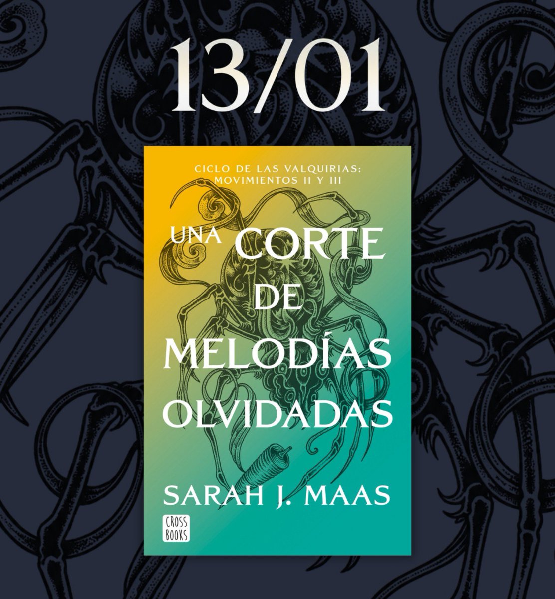 PreviouslyBook's tweet photo. #UnaCorteDeMelodíasOlvidadas 

🔴NOVEDAD🔴

Crossbooks anuncia que el 13 de ENERO saldrá en España el séptimo libro de ACOTAR. https://t.co/7C0BAUSSs5