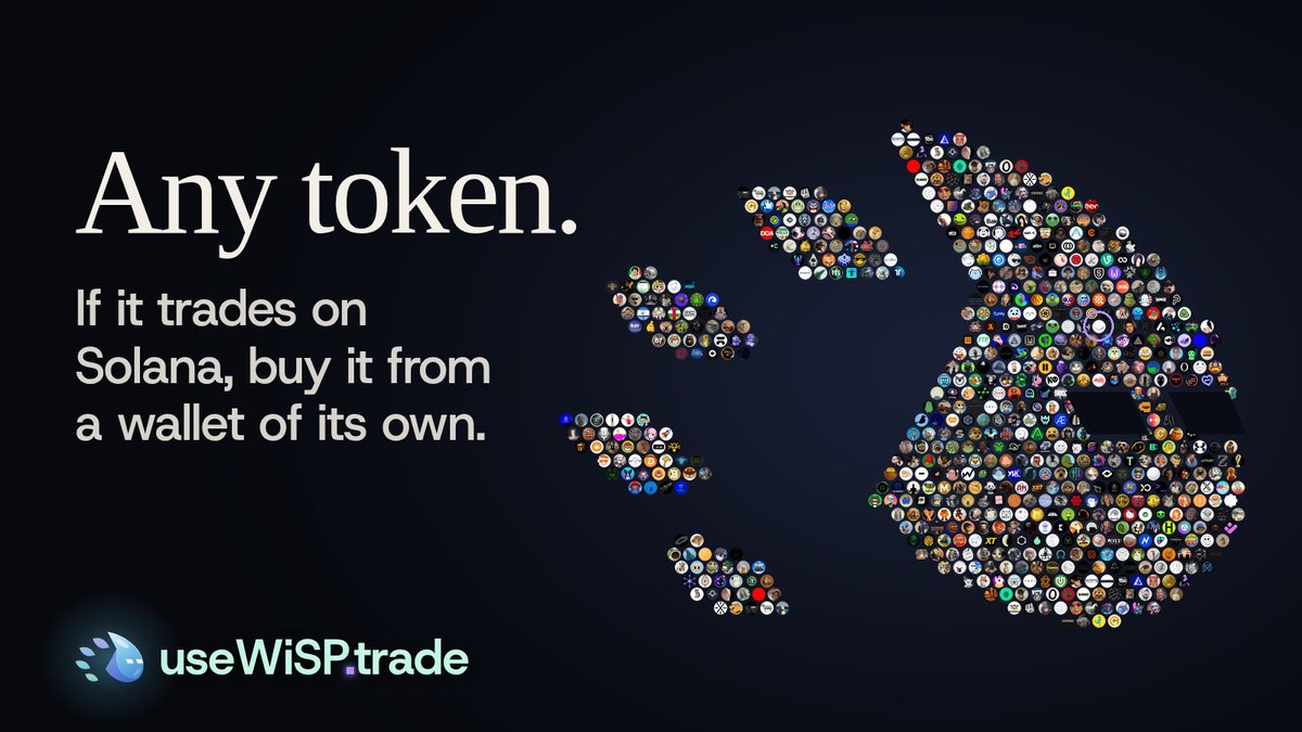 WiSPzk's tweet photo. On WiSP, you can trade any Solana token. 

Our platform doesn't implement any restrictions on trade size or which tokens are tradable. https://t.co/2I4c2IFae0