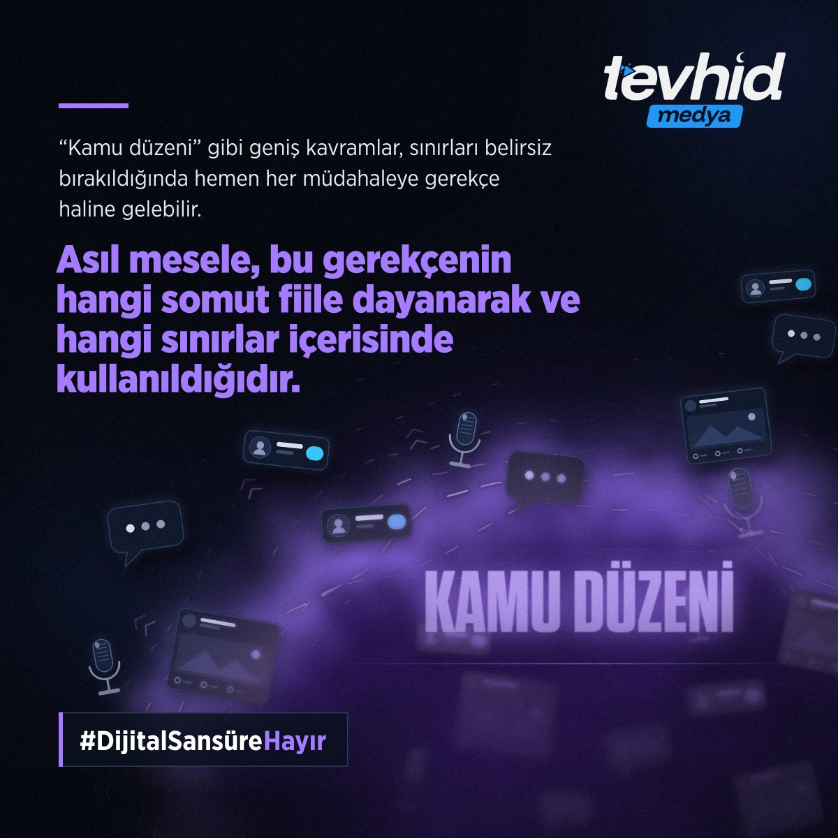 _tevhidekip_'s tweet photo. “Kamu düzeni” gibi geniş kavramlar, sınırları belirsiz bırakıldığında hemen her müdahaleye gerekçe haline gelebilir. Asıl mesele, bu gerekçenin hangi somut fiile dayanarak ve hangi sınırlar içerisinde kullanıldığıdır.
 
 #DijitalSansüreHayır https://t.co/BIJUfzSJpZ