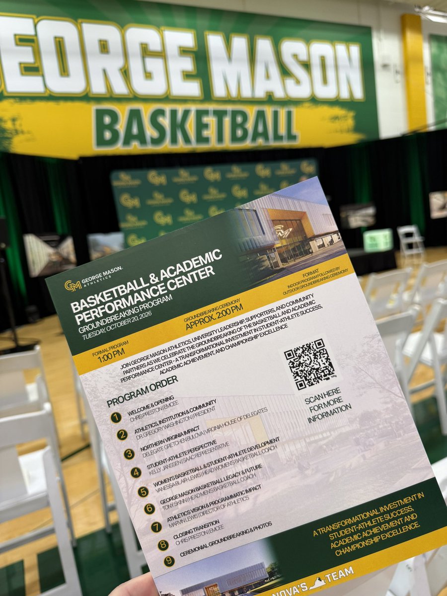 GMUPres's tweet photo. The Basketball and Academic Performance Center will serve all @GeorgeMasonU student-athletes and provide them with the resources they deserve as they strive for excellence both in the classroom and in competition. #MasonNation https://t.co/uVKhKv7UWd