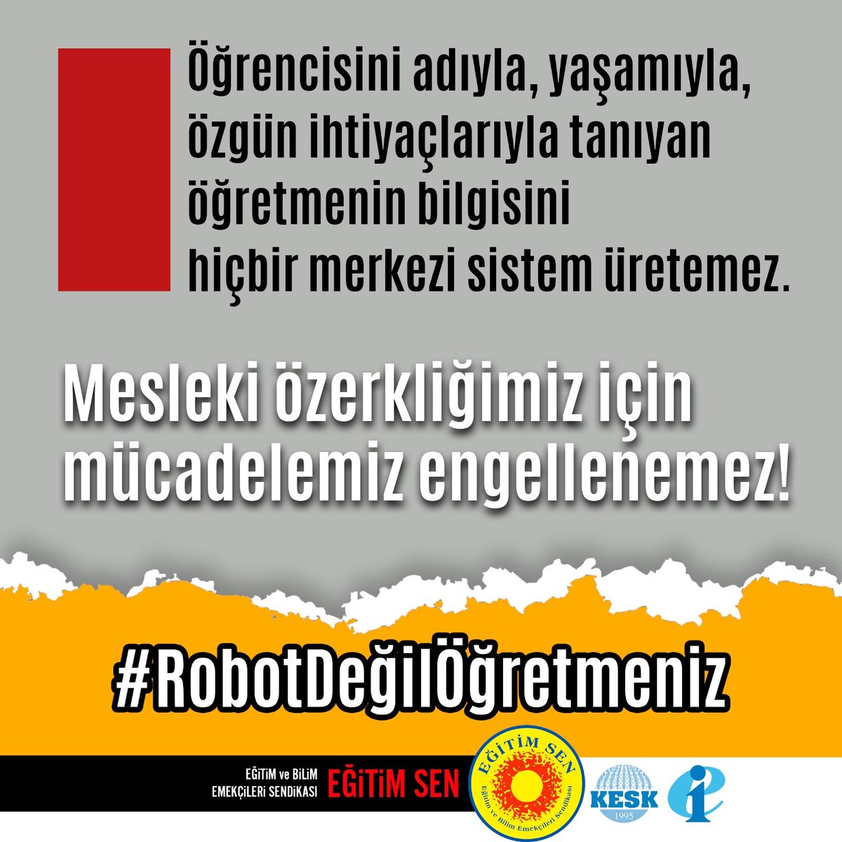 erkanmuniroglu's tweet photo. Bugün ses çıkarmazsak, yarın benzer uygulamalar yüksek öğretime de dayatılacaktır. 
#RobotDeğilÖğretmeniz https://t.co/vnacPNiXxQ