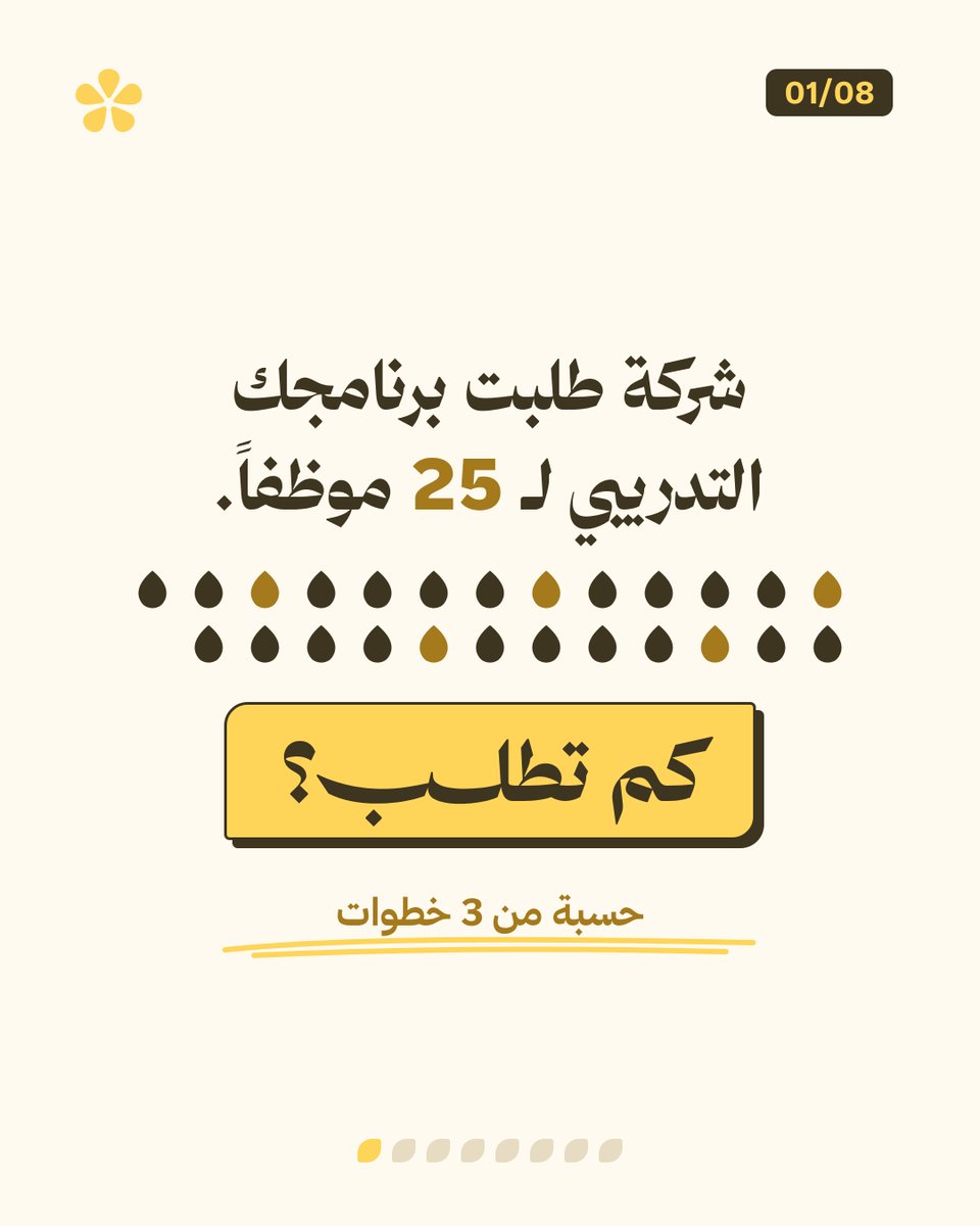 lymonahai's tweet photo. شركة طلبت برنامجك التدريبي لـ 25 موظفاً. كم تطلب؟

ابدأ من سعرك للأفراد مضروباً في العدد، ثم قرر كم تخصم مقابل صفقة واحدة كبيرة. https://t.co/1wXsihssFt