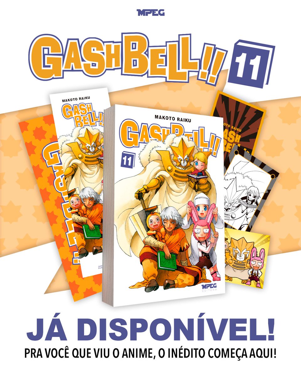 editorampeg's tweet photo. 💛 Gash Bell!! #11 já está disponível! ⚡️

A partir daqui, quem acompanhou apenas o anime vai encontrar uma história que segue por caminhos diferentes! Garanta seu volume e descubra tudo o que o mangá de Makoto Raiku ainda tem a revelar! https://t.co/I6ry8Rgu5m