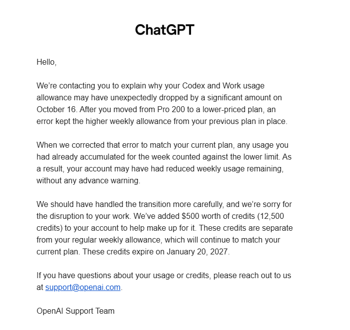 omerfrko_'s tweet photo. @OpenAI @thsottiaux 
I didn't even realized it had happened with all the resets and the credits I had previously from limit halving. That's how you earn loyal customers! Thanks openai team! https://t.co/brEdeor2es