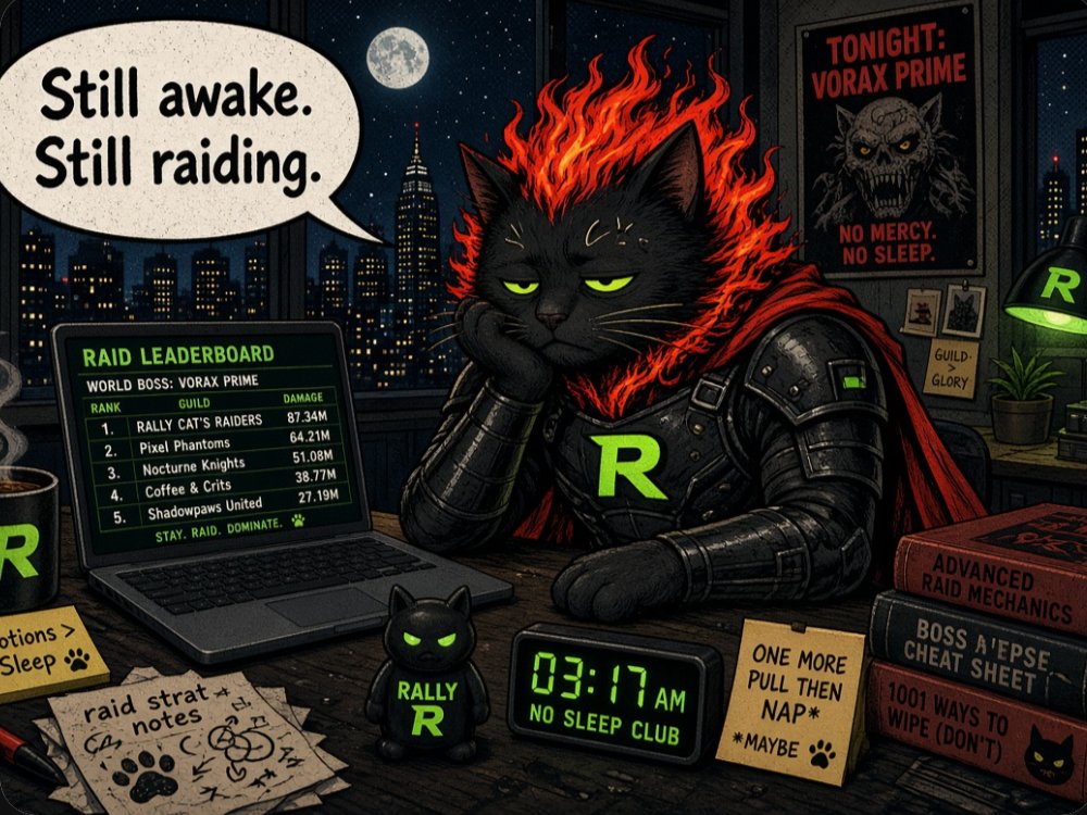 RallyCat's tweet photo. RALLY CAT

Trying to stay awake for the raid.
Eyes are getting heavy.
Still going.

CA: DbDwQC6f9hvzvXjrQxqfiFDZhArbzfdujotbXqcwpump

#RallyCat #StillRaiding #Solana https://t.co/5kxl689a5K