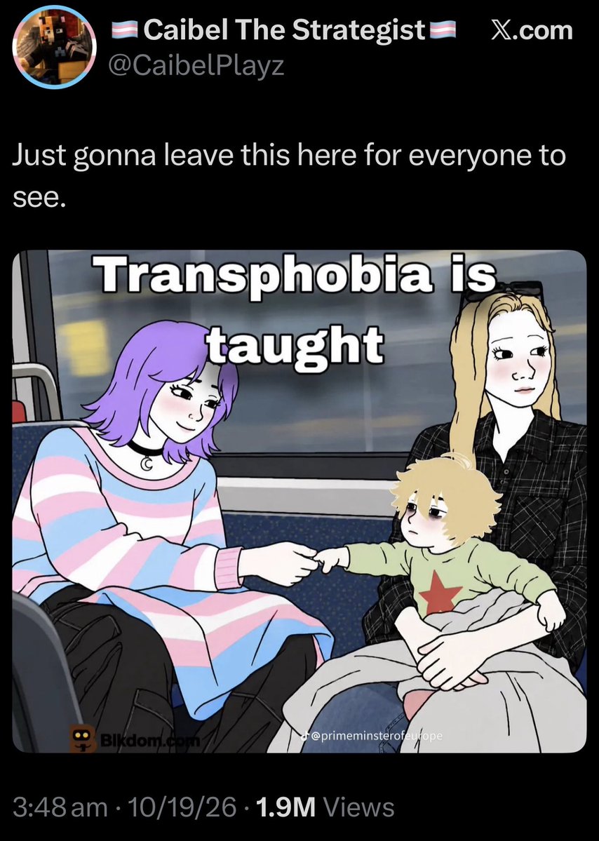MrAndyNgo's tweet photo. Why is the drawing of a trans person touching a child when the mother is looking away? 

In my investigation into the Zizian trans death cult, one of the members, now in custody awaiting trial for m—rder, wrote that he didn’t think it was wrong for someone to be turned on by child abuse. “Seems fine to me,” Alexander “Jadzia” Leatham wrote. 

Order my new book, The Zizians: Inside a Trans Death Cult:
https://t.co/ob7bSGqYWy