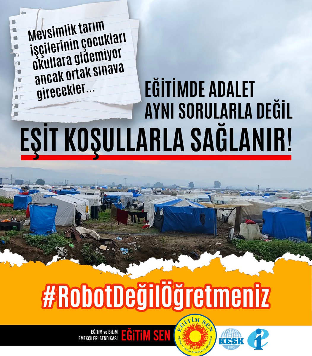 egitimsen's tweet photo. 🔴Ortak Yazılı Sınav Sistemi (OYSS)'ne HAYIR!

✔️Eşit olmayan koşullarda standart sınav, eğitimde adaleti sağlamaz!
✔️Eğitimde adalet, aynı sorularla değil eşit koşullarla sağlanır!

#RobotDeğilÖğretmeniz https://t.co/KiFyRglOKO