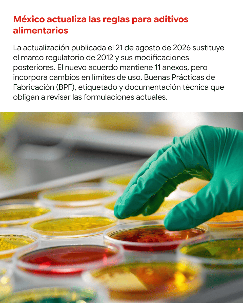 ElFoodTech's tweet photo. 📋⚖️La actualización de la normativa mexicana sobre aditivos alimentarios introduce cambios que la industria debe revisar para mantener el cumplimiento regulatorio y garantizar la seguridad de sus productos.

Conoce más 👉https://t.co/5q0ZTG3nkL

#thefoodtech https://t.co/btxtoEMRU9