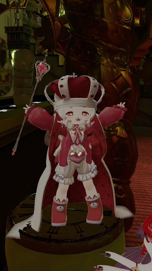 Ren_VRCMode's tweet photo. 今回のカクテル！
王様におすすめされた【ハートの女王のルビーレッド】
キレイな赤のカクテル！

バーカンはシロさんとシェフさん！
カクテル待ちしてるときの王様も添えて。
#VRCマッドパーティ https://t.co/efIr4LrS3u