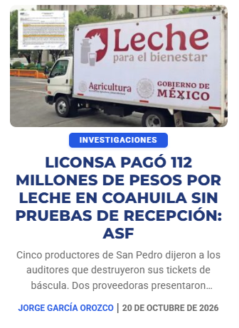 MLopezSanMartin's tweet photo. Hallan severas irregularidades en Leche para el Bienestar

-Liconsa debe aclarar más de $1,000 MDP en Chihuahua; el hermano de Andrea Chávez era el administrador

-En Coahuila pagaron $112 MDP por leche sin pruebas de que fuera entregada

📹 @jorgegogdl https://t.co/kPWDw4JULt