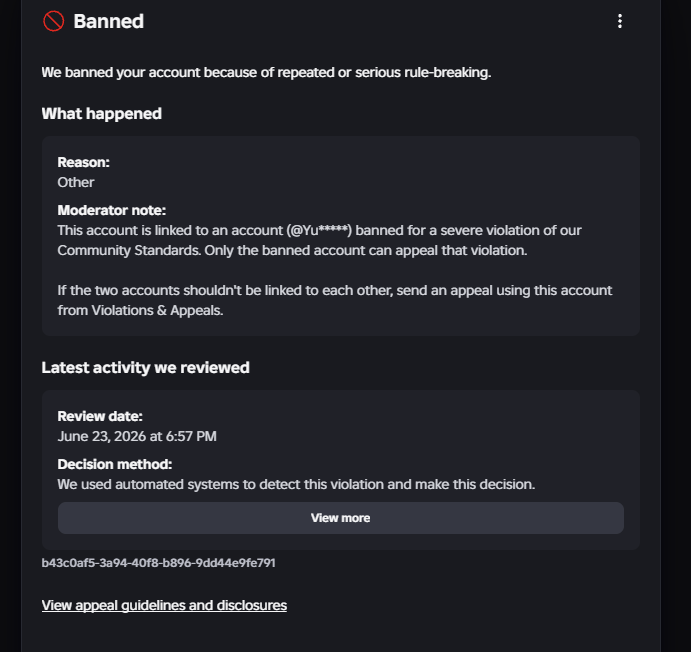 AIejandroMGN's tweet photo. @Roblox Hello @Roblox , i been dealing with enforcement ban for 7 months already. My account is not linked with that one acc. I explained the whole thing on appeals, i just want to say that i truly dont deserve this, 2 years as UGC creator and 7 as player. User: Aiejandromagnoo https://t.co/oJMOxZYgU3