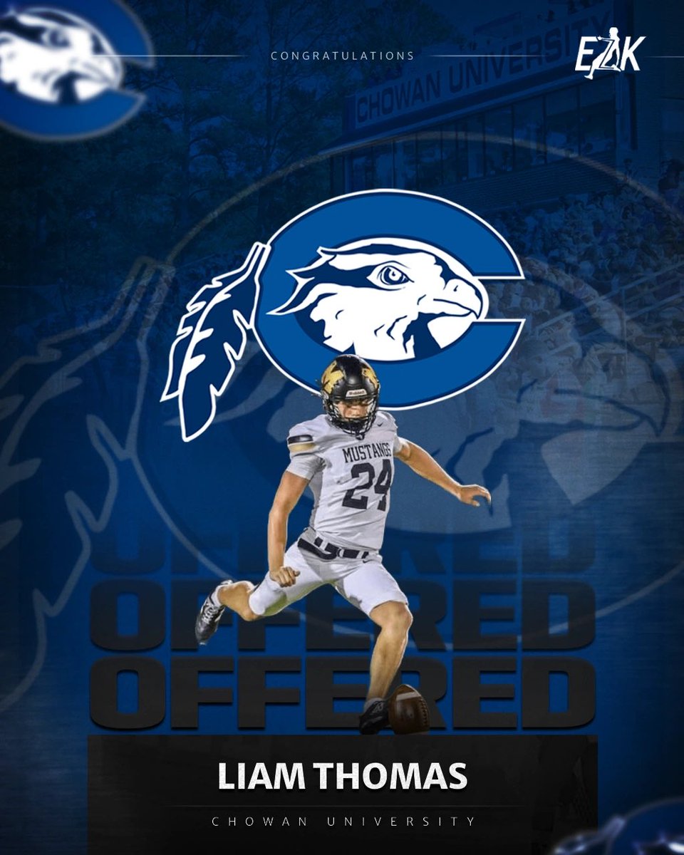 EnnsZoneKicking's tweet photo. 🚨Offered 🚨

Congratulations @liam_tthomas on your offer to Chowan University https://t.co/w6bHRUlTnP