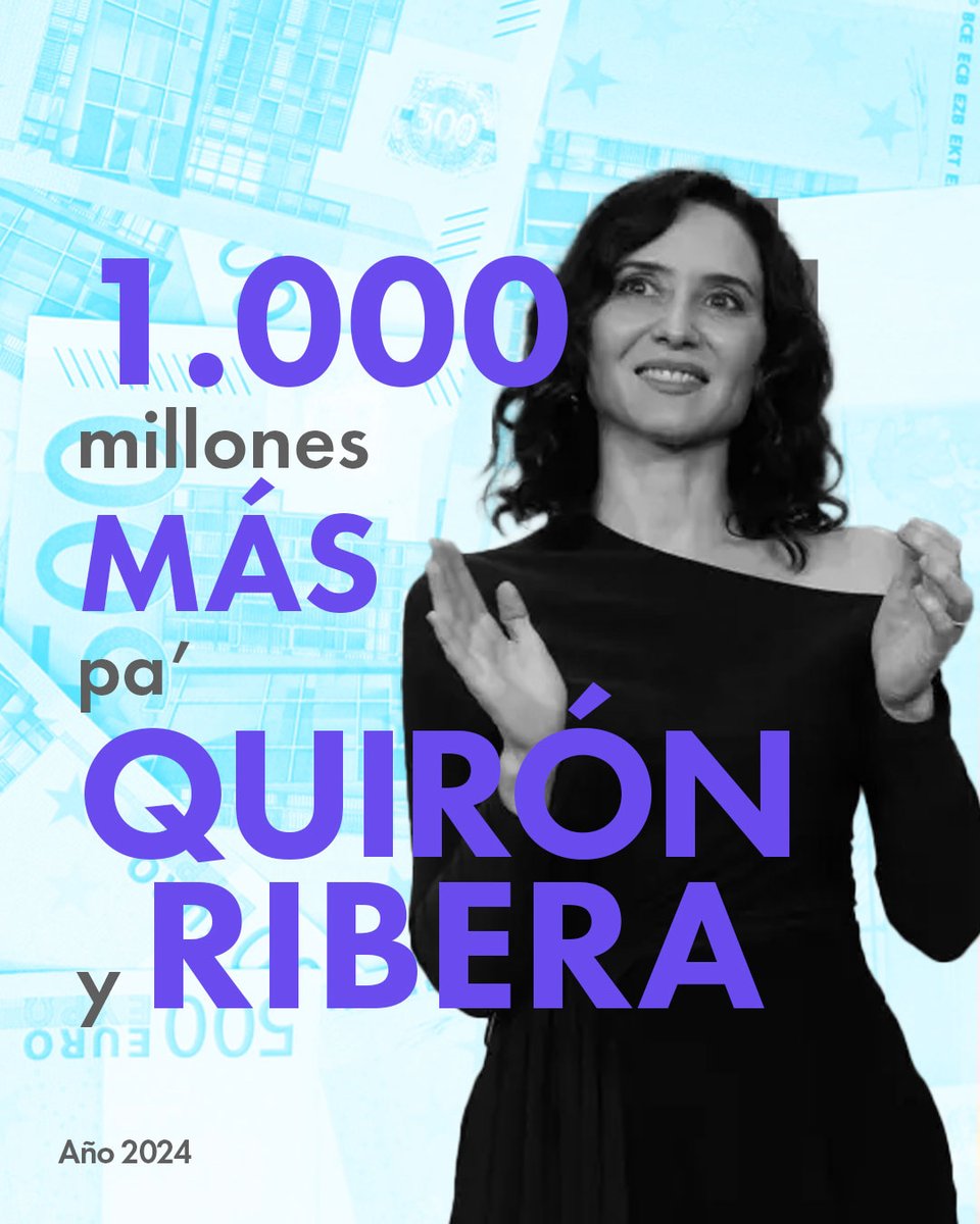 SBonmati's tweet photo. ¿Te han dado cita en el médico para dentro de 6 meses? Aquí está tu respuesta.

En 2024, Ayuso presupuestó 800 millones de euros para hospitales de gestión indirecta pero acabó pagando 1.755 millones

¡Un sobrecoste brutal de casi 1.000 MILLONES DE EUROS! 💸

Te lo cuento 🧵👇 https://t.co/oDTqceL6Mn