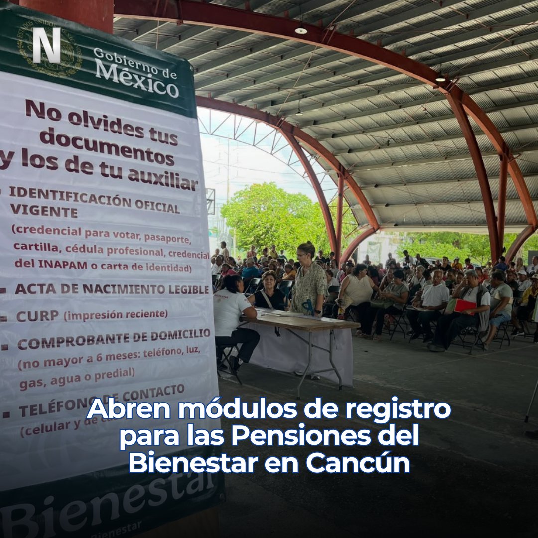 novedadesqroo's tweet photo. 👥 Unas 250 personas acuden al domo de la Región 96 de Cancún para registrarse a las Pensiones del Bienestar. El trámite estará disponible del 19 al 25 de octubre, de 9:00 a 16:00 horas, en distintos módulos de la ciudad 👇

📸: José Aldair https://t.co/wLHVYW8vW5