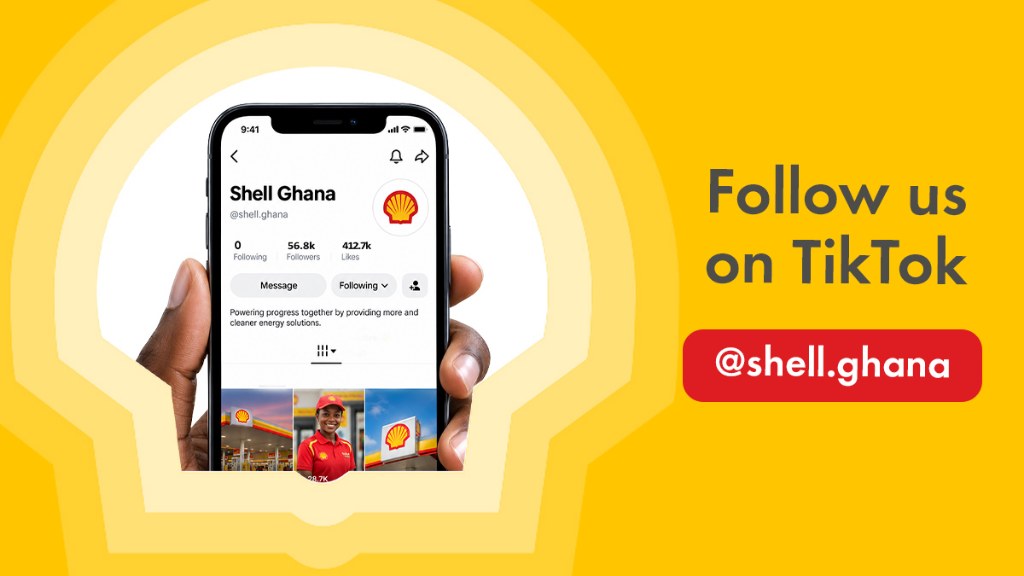 Shell_Ghana's tweet photo. Shell Ghana is now on TikTok. 

Follow us for exciting updates, engaging content, and more from Shell Ghana. Your next scroll just got more exciting.

Tap the link and join our TikTok community today.

https://t.co/AVLctPVnfC https://t.co/LVuhyidgCN