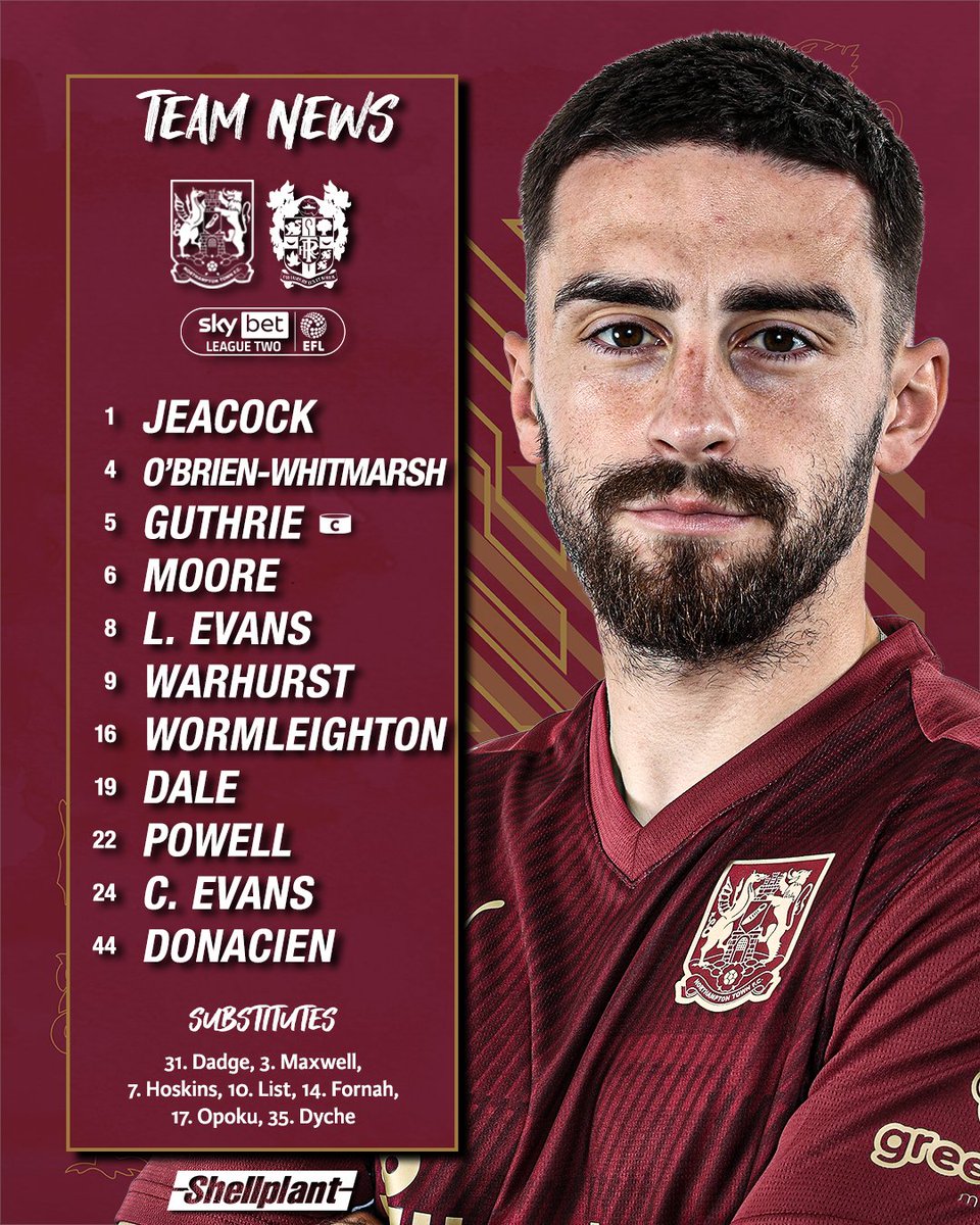 ntfc's tweet photo. 📋 TEAM NEWS: Tranmere Rovers (H)

Chris Hogg has named an unchanged side to face Tranmere under the Sixfields lights this evening! 🤩

🤝 @SHELLPLANT1 

New leather. Same soul 🇧🇷👞

#ShoeArmy 👞 https://t.co/GXbVaGcVWd