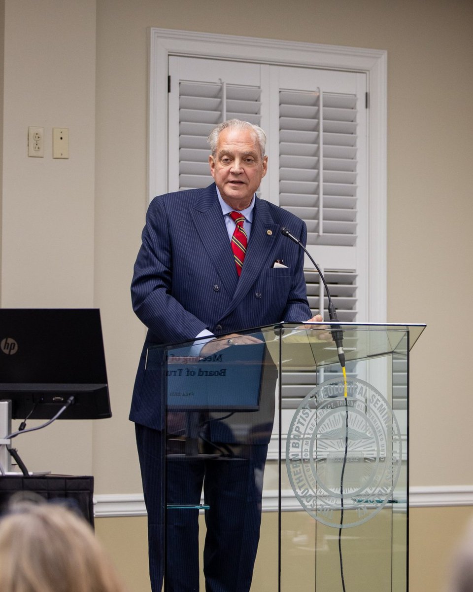 SBTS's tweet photo. We were glad to welcome our Board of Trustees to campus this week for their fall meeting.

Over two days, trustees heard Dr. R. Albert Mohler, Jr. trace nearly 170 years of God’s faithfulness to Southern Seminary, from our founding in 1859 to a current headcount of more than 5,800 students across Boyce College and the seminary. They received a strong financial report, welcomed eight new trustees at their first meeting, and were reminded, from 2 Timothy 1:6, of our calling to fan into flame the gift of God in those called to ministry.

Thank you, trustees, for your faithful service and for helping us steward the glory and the gravity of what God has entrusted to us.