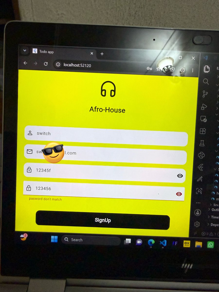 Ukohkelechi's tweet photo. Building my Flutter login & signup screens with Dart 🚀💻
Small win: I figured out the password visibility toggle (obscureText) on my own! 🔥
Next challenge: How do I validate emails in Flutter to reject invalid formats?
what’s your go-to approach? 👇
#FlutterDev #Dart #dev https://t.co/v3yWrnqb1H