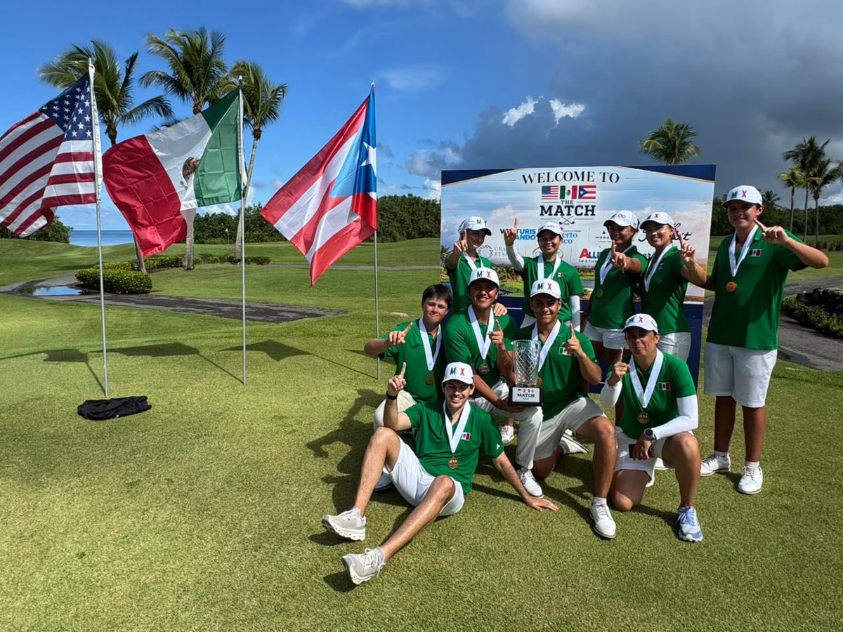 COM_Mexico's tweet photo. La Selección Mexicana Juvenil de Golf se coronó campeona de la primera edición de “The Match – Team USA/PRGA/FMG”, disputada en Puerto Rico, tras sumar 21 puntos en el Grand Reserve Golf Club.

Alejandra Botaya, Martina Galdeano, Regina Jiménez y María Paula Navarrete, junto a  Pablo Fernández, Miguel García, Carlos Moreno y Alain Petitjean, fueron los protagonistas de este triunfo.

¡Felicidades, equipo! 🏆