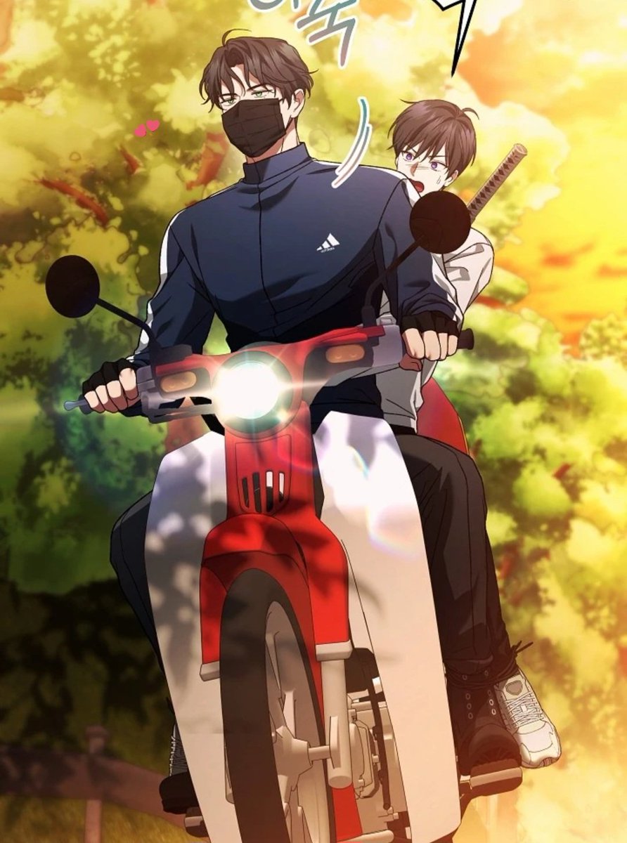 puddingmelons's tweet photo. them now 🏍 vs their high school days 🥹🚲🤍✨️
seowoon realising just how big and firm cahaya's back seems to have become in the meantime 🥹😩🖤✨️ 
he looks so adorable just sitting behind him 🫂 &amp; his face all >///< as he leans against cahaya's back ahH 💚💞 i love them 😭💜 https://t.co/H7IYHQhGJW