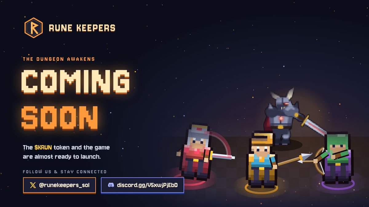 runekeepers_sol's tweet photo. 🚨 The dungeon is waking up.  Rune Keepers, a pixel-art idle dungeon game on Solana, and the $KRUN token are launching soon.  

📍 Follow @runekeepers_sol so you don't miss the drop 
💬 Join the community: https://t.co/qlmoEfFVbF

#RuneKeepers #KRUN #Solana #GameFi #IdleGame https://t.co/f3R2a5Uua3