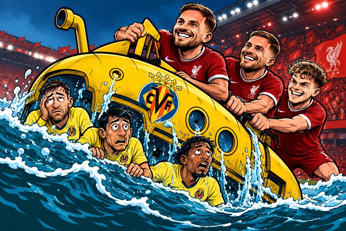 TTiTTulares's tweet photo. El Villarreal cayó 4-3 ante el Liverpool en Anfield tras ir 0-2: Mac Allister firmó dos goles y Wirtz culminó la remontada.
#VillarrealCF #LiverpoolFC #ChampionsLeague
🌶️ El submarino salió a flote y Anfield le dio la vuelta. https://t.co/xvz5SoEeGz