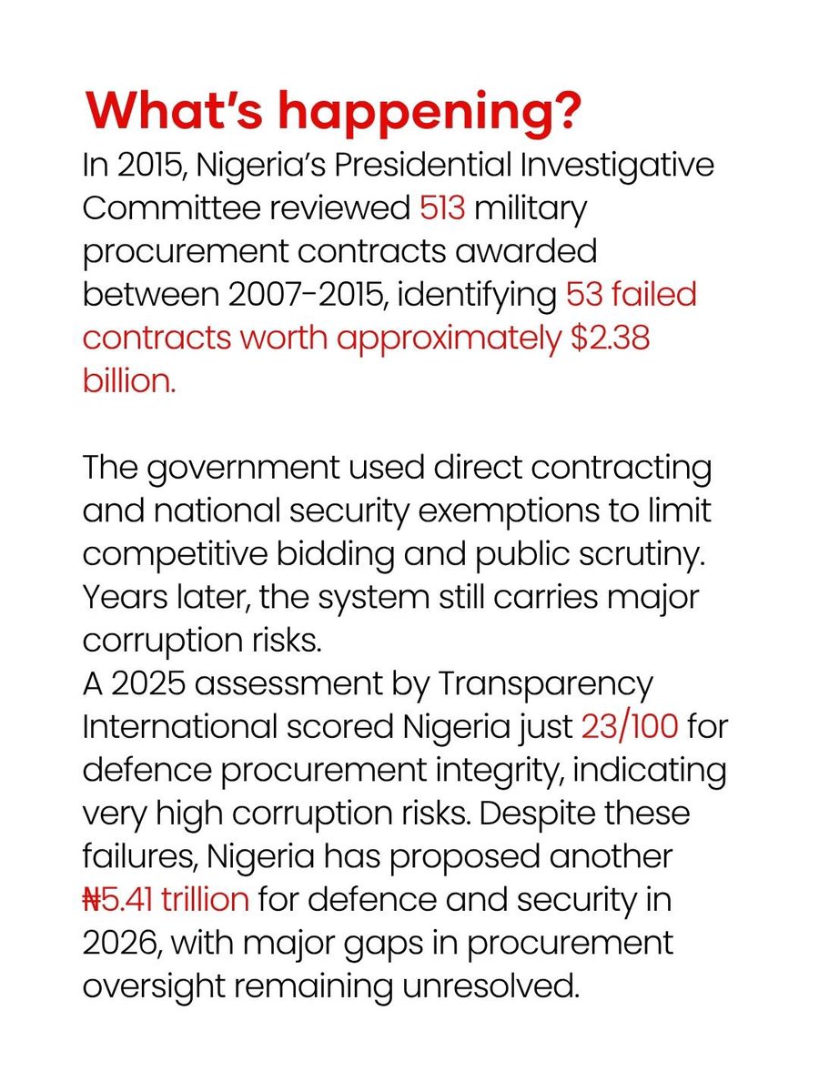 wearegst's tweet photo. Nigeria’s security budget is ending up in individual pockets. https://t.co/jf0NRNhxRE