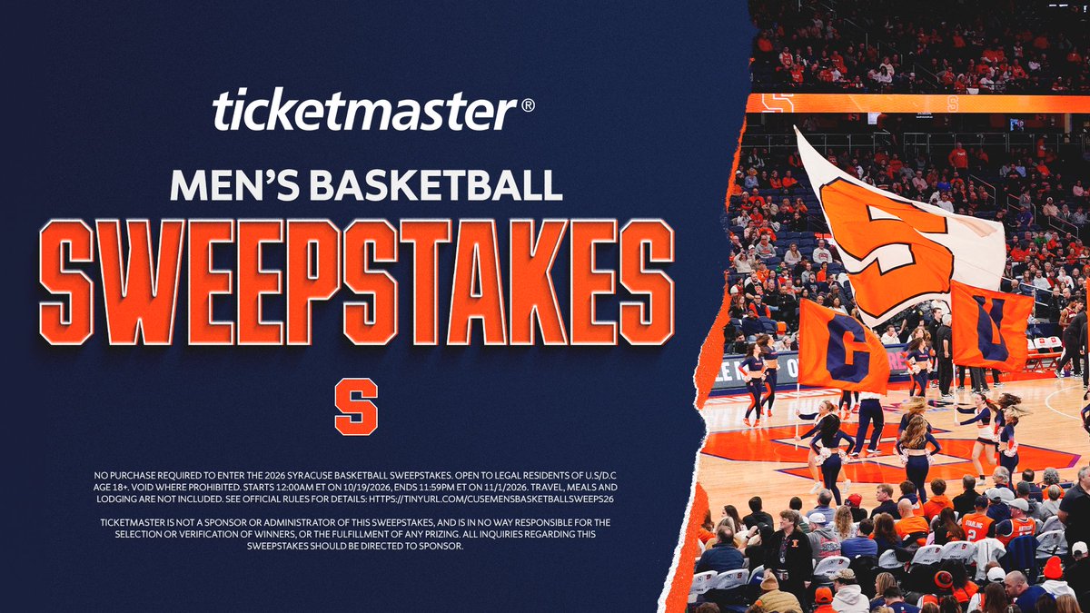 Cuse's tweet photo. 🍊🏀 Enter to win @Ticketmaster sweepstakes today! ⤵️
https://t.co/28jrwlT9Nl https://t.co/0OKyncdOLA