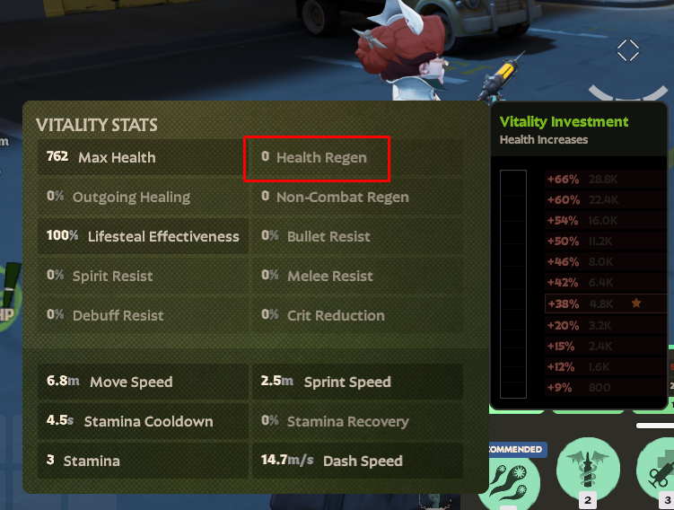 Hosses21's tweet photo. First character to have base 0 health regen https://t.co/TNELs39Q6n