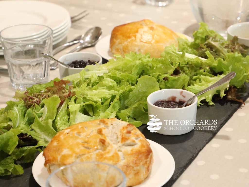 OrchardsCookery's tweet photo. A little rain outside, plenty of cooking inside! 🌧👩‍🍳  Our Chalet Cooks and Orchards Course Students have made crispy Paneed Turkey, golden Baked Camembert and gooey Chocolate Moelleux. 😋 Not a bad way to spend a rainy day! ☺️ https://t.co/Rmjqfj9ugN
