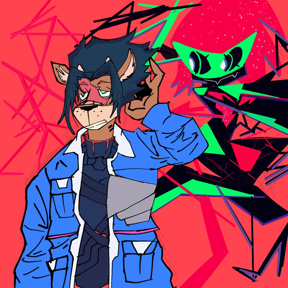 capysmellah's tweet photo. Edgerunners 2 hype and also some October fun. @JustAStrayStag dressing up as D with Kenzie as Capri https://t.co/koTJGKHw9j
