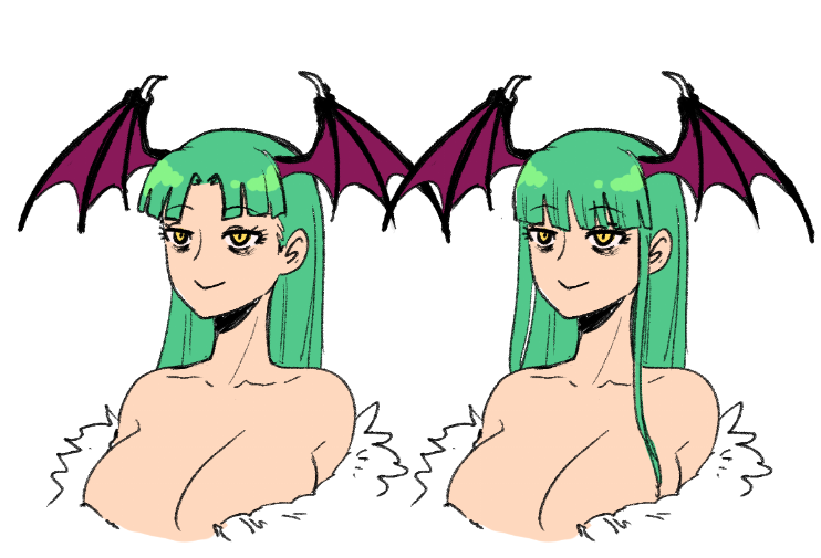 wanderjegson's tweet photo. Sempre fico indeciso de como eu deveria desenhar o cabelo da Morrigan, gosto muito desses dois jeitos https://t.co/HN9ZLTPAQR