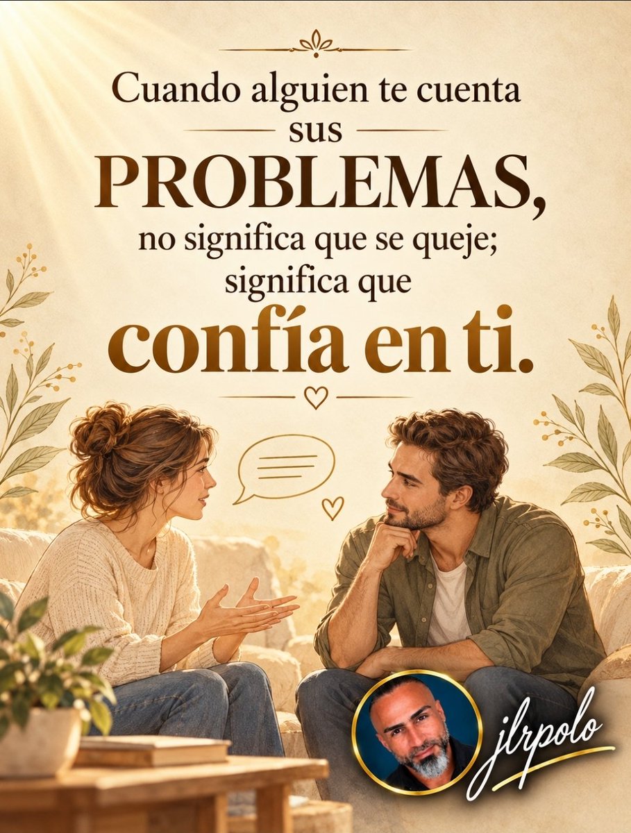 JlrPoloruiz's tweet photo. No todas las personas que comparten sus problemas buscan quejarse o despertar lástima. Muchas veces, detrás de esa sinceridad existe algo mucho más valioso: la confianza que sienten hacia quien han decidido abrirle su corazón.

Hablar de nuestras dificultades requiere valentía, especialmente cuando nos mostramos vulnerables ante los demás.

La confianza no se entrega a cualquiera. Es un privilegio que debemos valorar, respetar y jamás utilizar en contra de quien nos la ofrece.

¿Somos realmente conscientes del valor que tiene la confianza que otros depositan en nosotros?