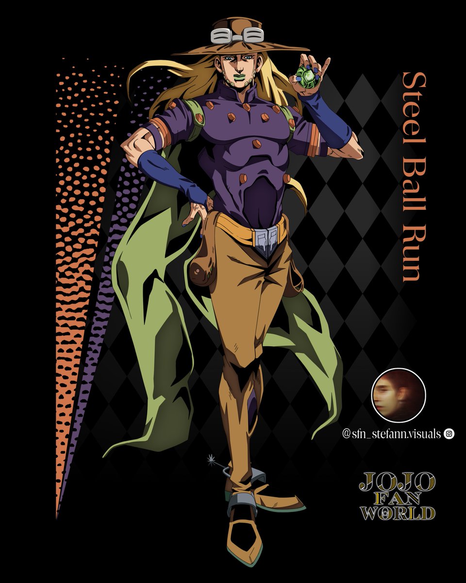 jojofanworld's tweet photo. 🐎 Part 7: Steel Ball Run
The race across America starts now. Master the spin and follow the path to the Holy Corpse. 🏜️🔩

Character: [Gyro Zeppeli]
Artist: [ @/sfn_stefann.visuals (Photo app)]

New posts every day at 7 PM CET | 1 PM EST | 10 AM PST 🕒 #jojofanworld https://t.co/LijVXItk4K