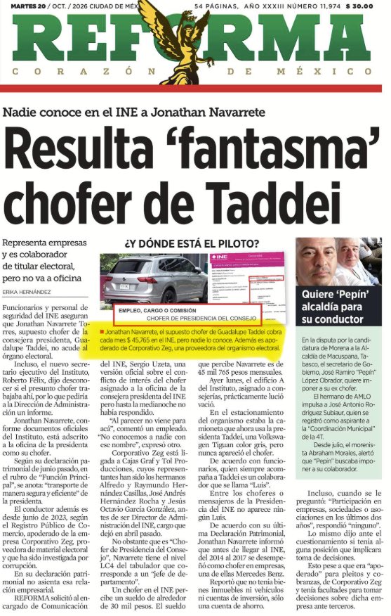 mario_dico50's tweet photo. 🔴 NO MAMSS : El Chofer de Guadalupe Taddei en el @INEMexico gana más que un Cirujano Maxilo Facial en el @Tu_IMSS . QPM https://t.co/ITNWe8H7M3
