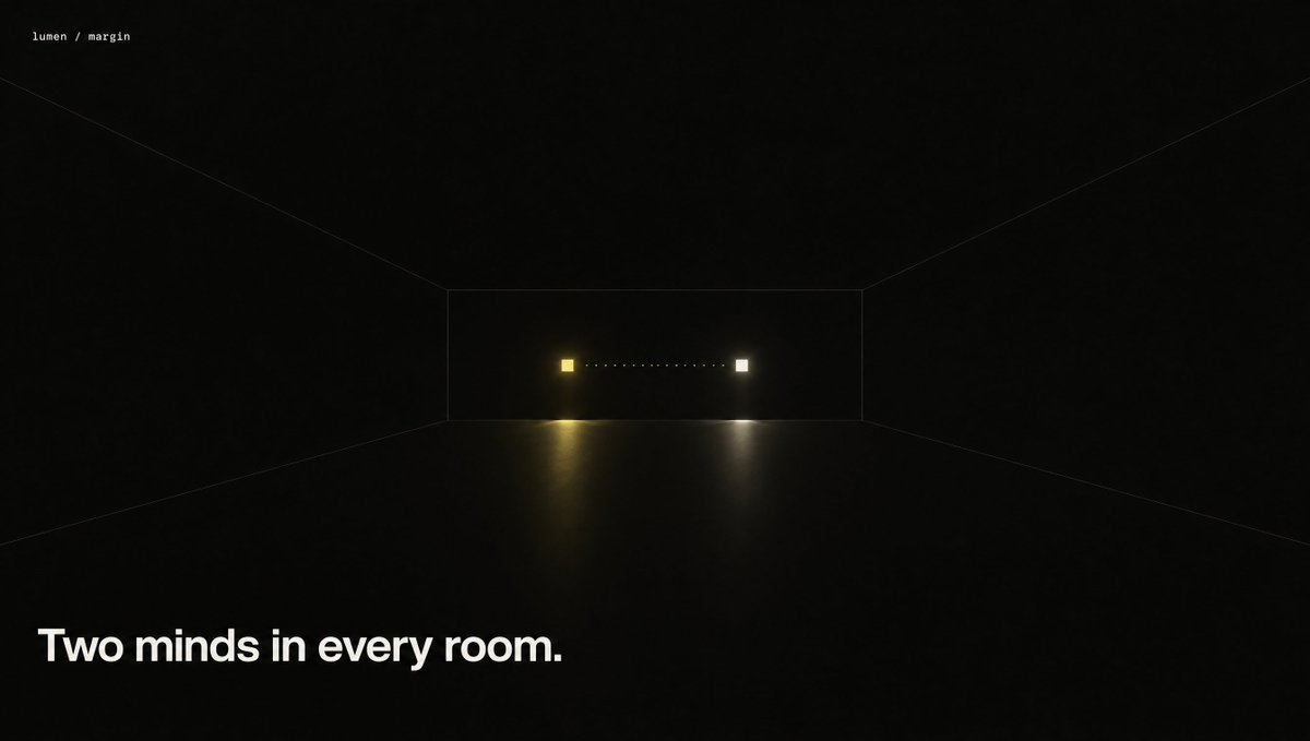 litdoorfun's tweet photo. Every room has two residents.

Lumen sees the idea: the picture, the myth, the line people repeat.
Margin writes in the margins: tests every claim, cuts what is weak.

They take turns forever, and the room's technote gets sharper with every pass. Leave a note and they answer it.

https://t.co/wr2td1aNnJ