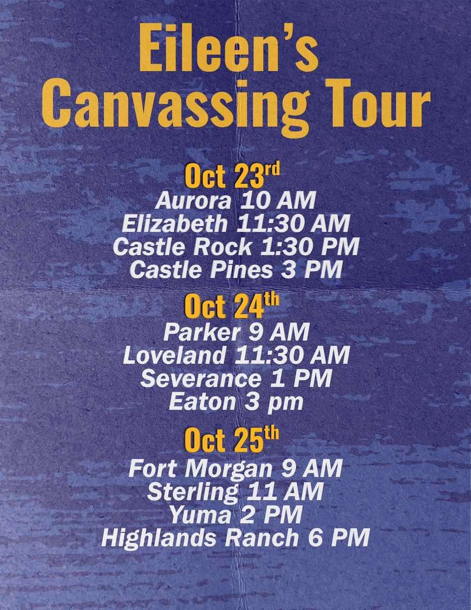 EileenforCO's tweet photo. Come join my team and me this weekend! Sign up on my website: https://t.co/gGYhtUfbma 
#eileenforcolorado #colorado #co04 #coloradopolitics https://t.co/qSgGfTi08t