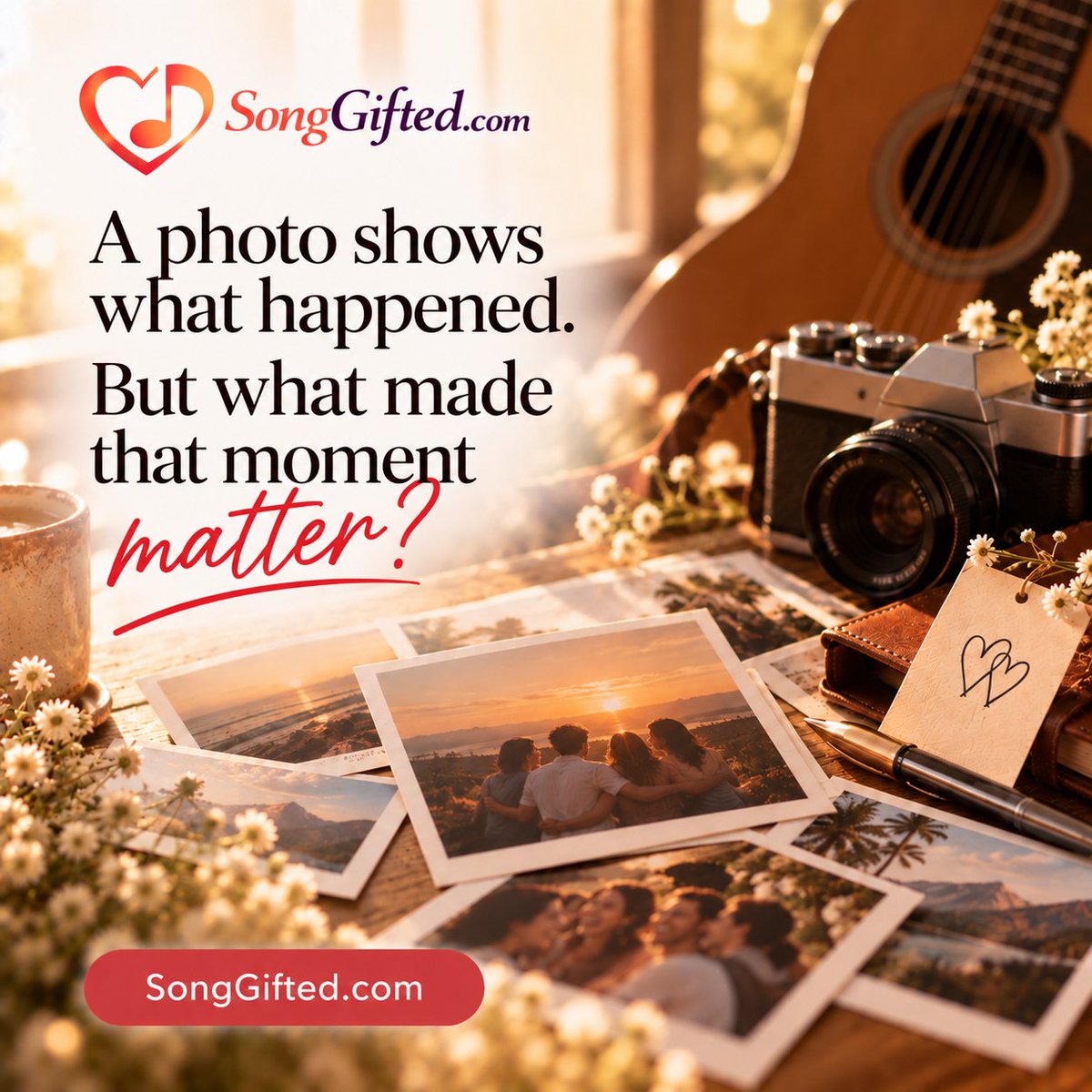 BooksToRead7's tweet photo. A photo shows what happened.

But what made that moment matter?

The people. The place. The story behind it.

Take a memory that means something and give it a melody.

https://t.co/WqQfaOAHvU

#songgifted #personalizedgift #memories https://t.co/DoQdgzhlAH